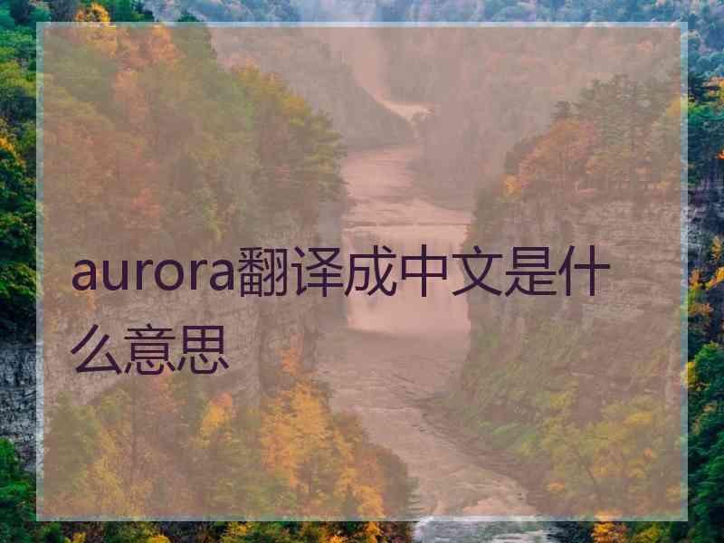 aurora翻译成中文是什么意思