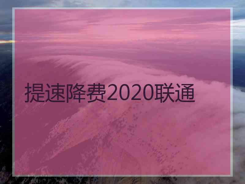 提速降费2020联通