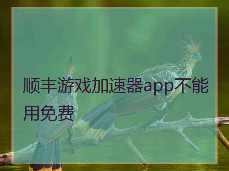 顺丰游戏加速器app不能用免费