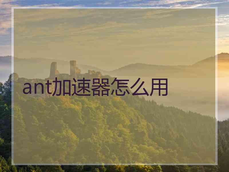 ant加速器怎么用