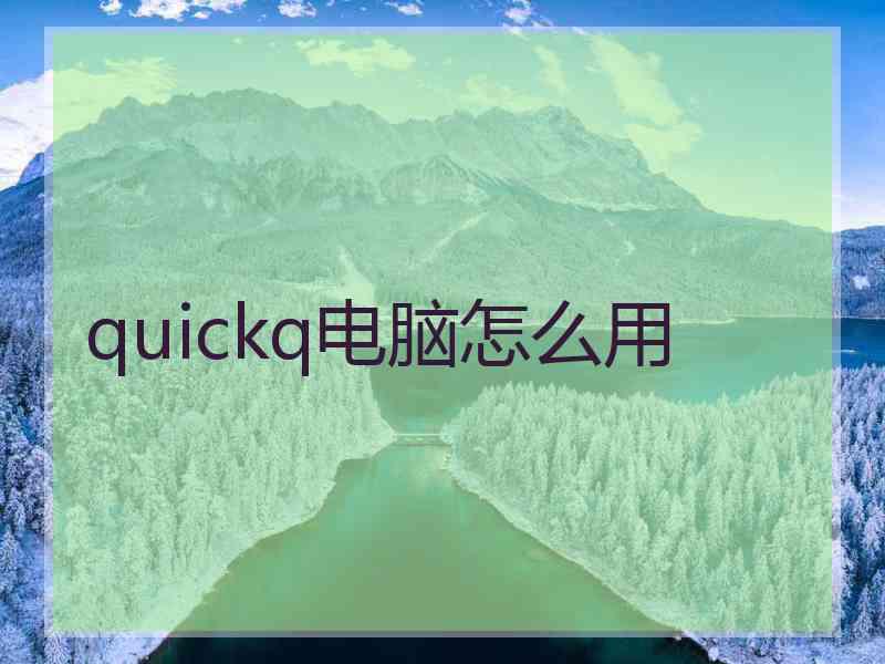 quickq电脑怎么用