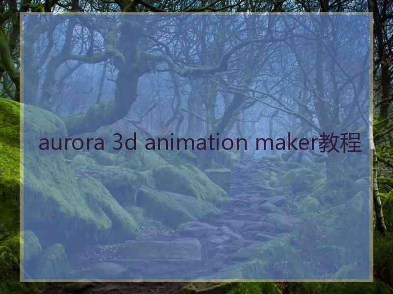 aurora 3d animation maker教程