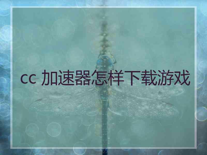 cc 加速器怎样下载游戏