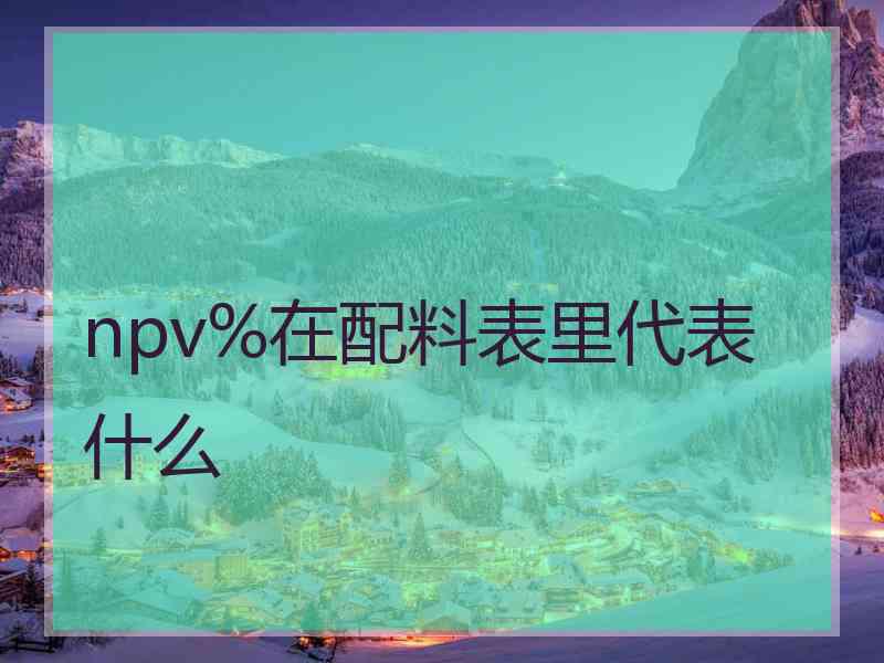 npv%在配料表里代表什么