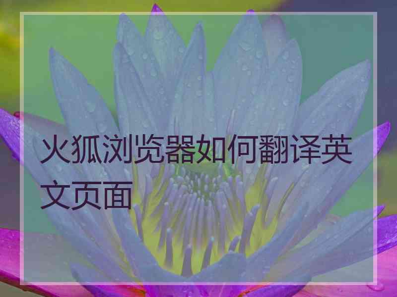 火狐浏览器如何翻译英文页面