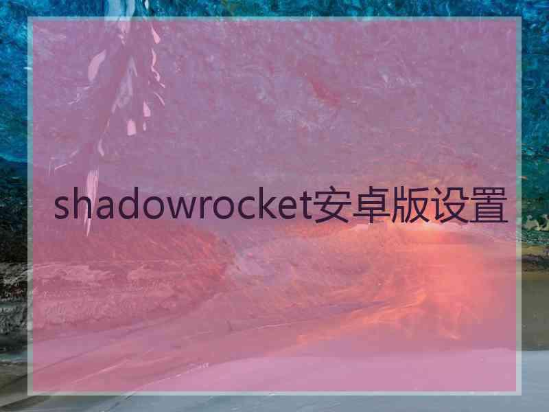 shadowrocket安卓版设置