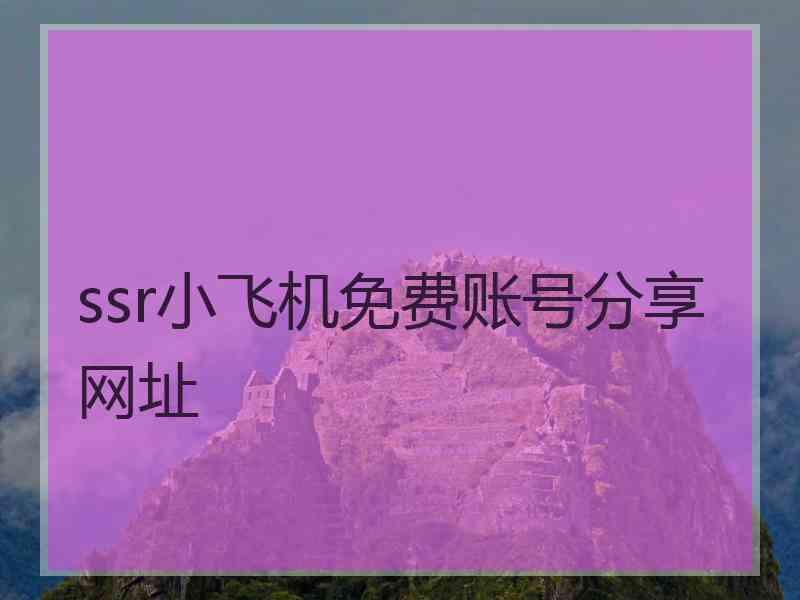 ssr小飞机免费账号分享网址