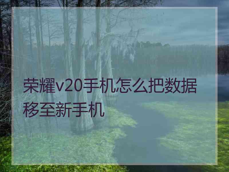 荣耀v20手机怎么把数据移至新手机