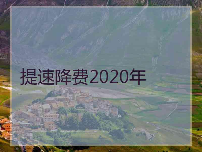 提速降费2020年