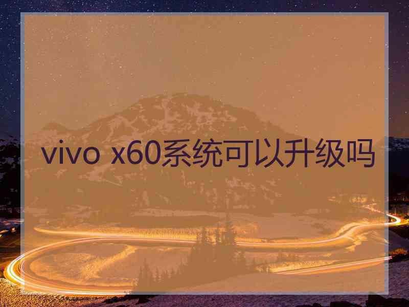 vivo x60系统可以升级吗