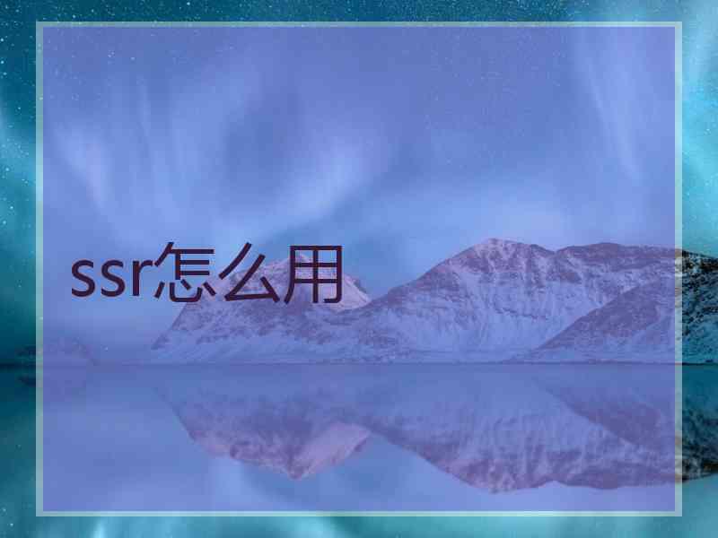 ssr怎么用