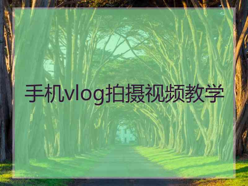 手机vlog拍摄视频教学