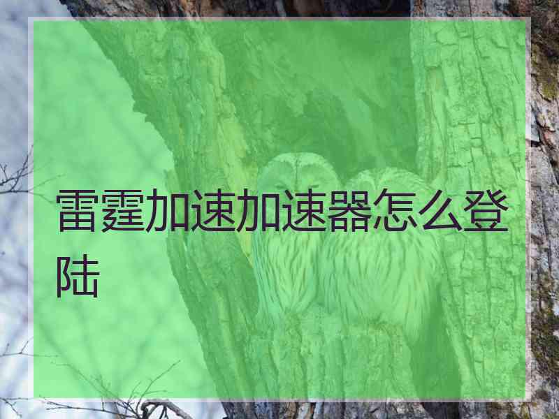 雷霆加速加速器怎么登陆