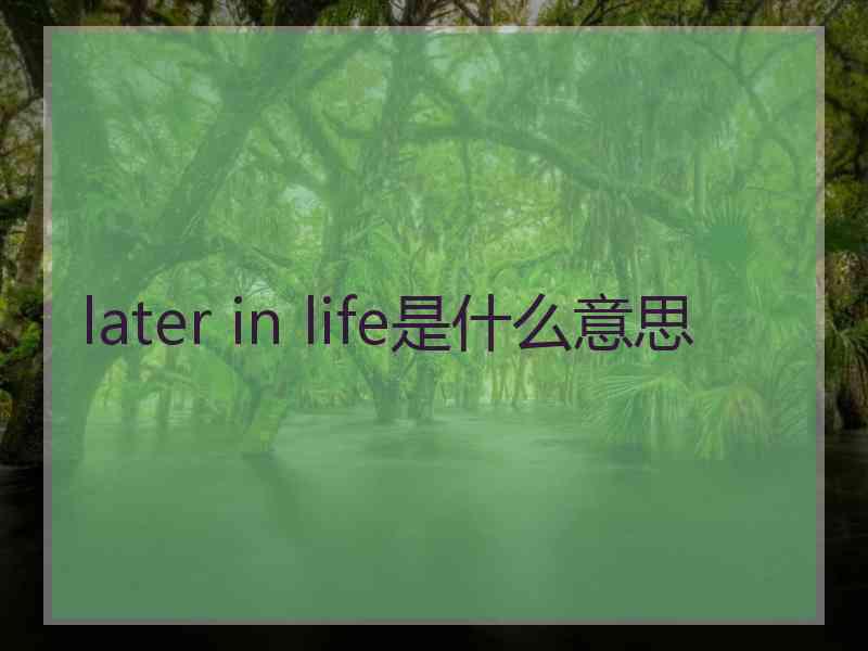 later in life是什么意思