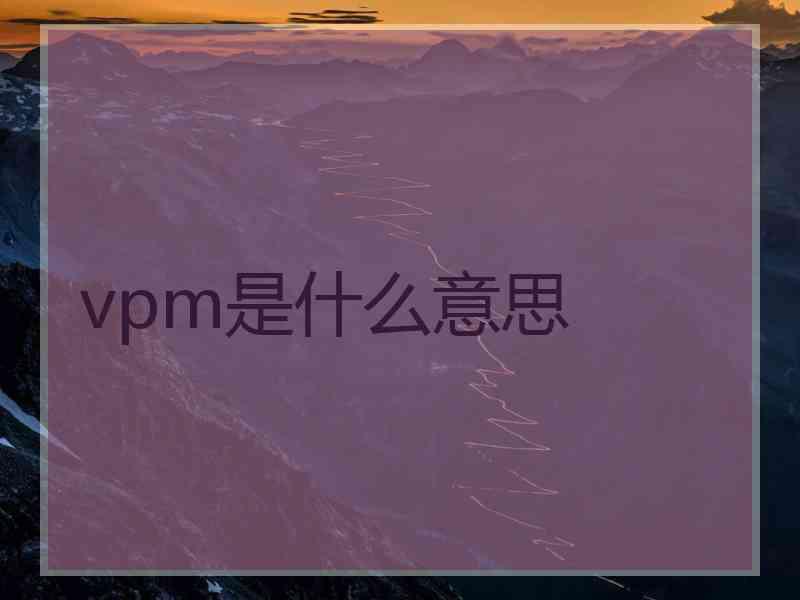 vpm是什么意思