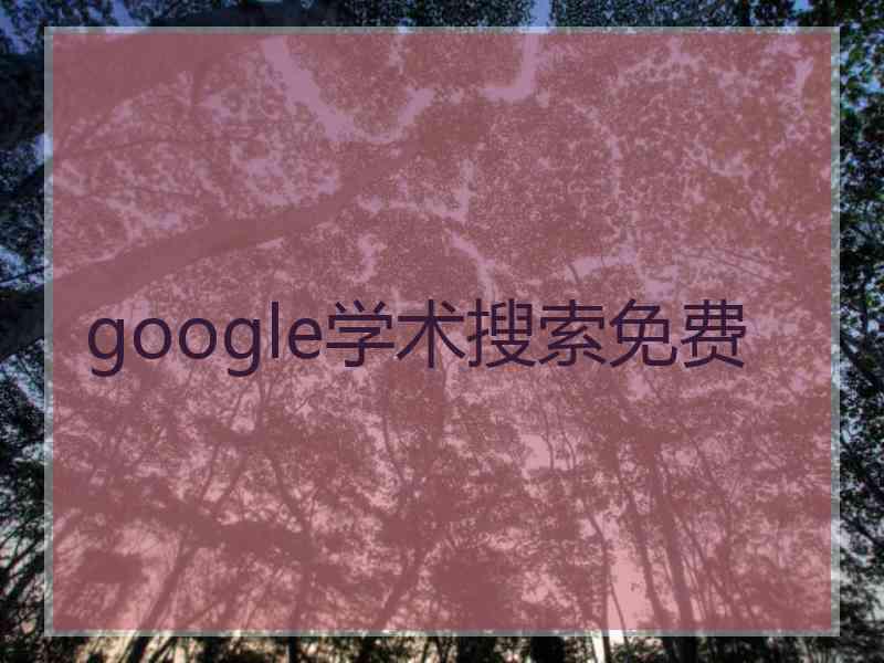 google学术搜索免费