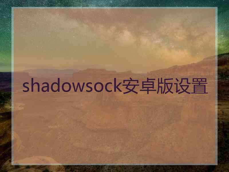 shadowsock安卓版设置