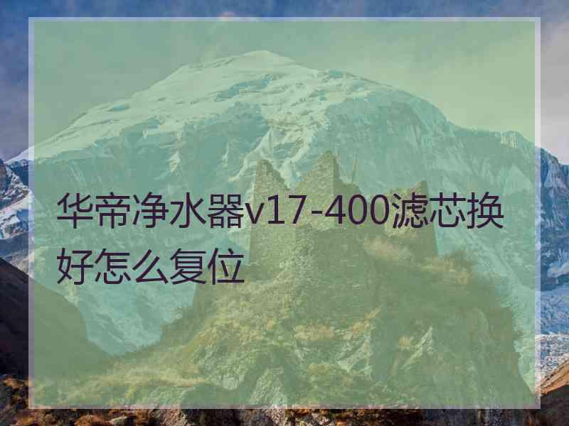 华帝净水器v17-400滤芯换好怎么复位