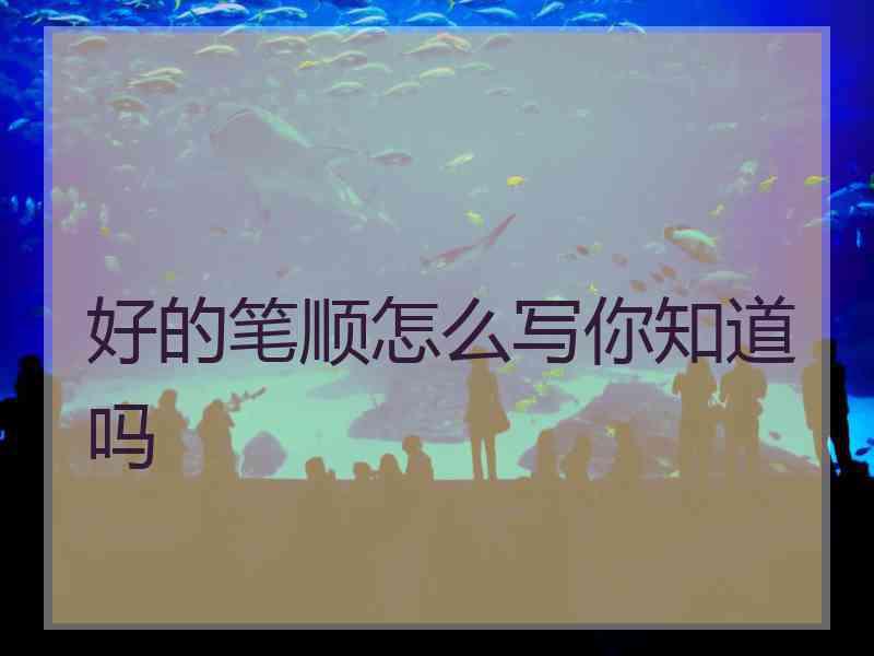 好的笔顺怎么写你知道吗