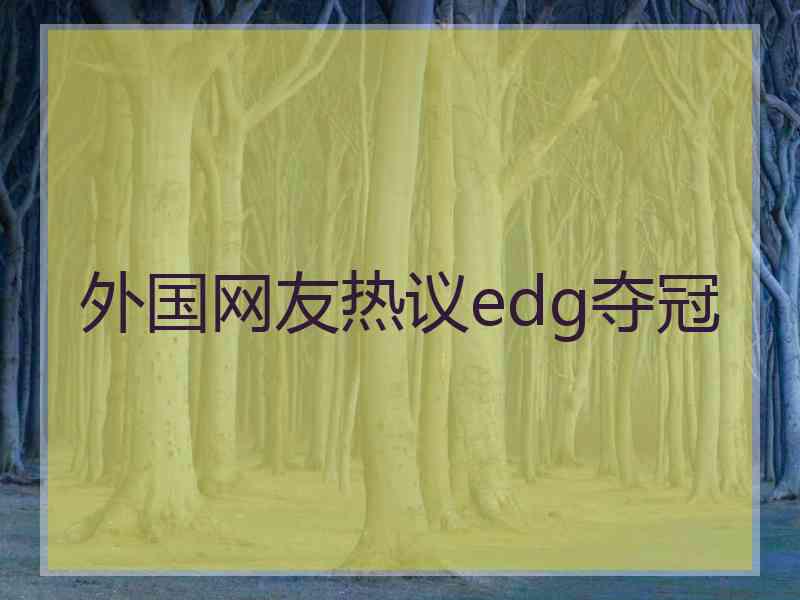 外国网友热议edg夺冠