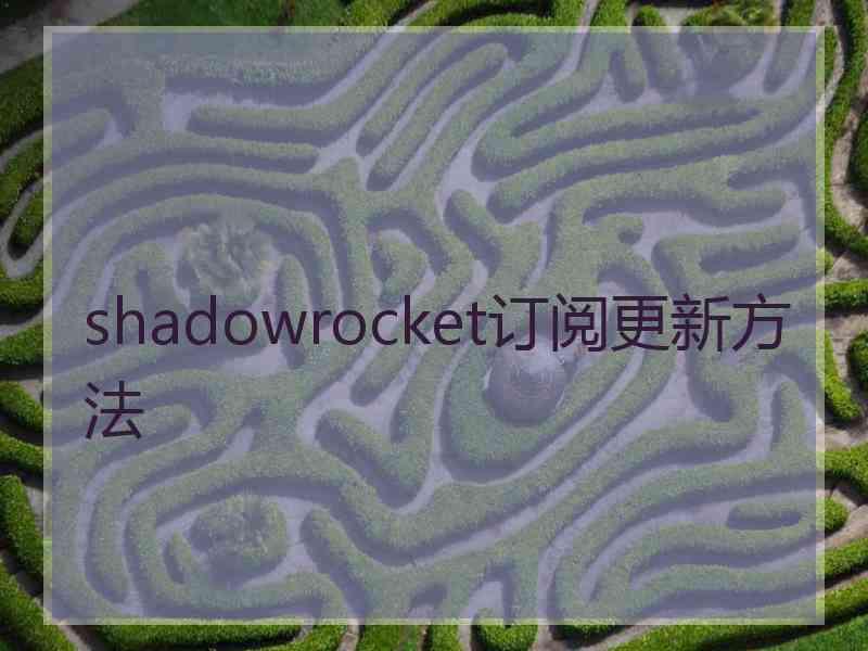 shadowrocket订阅更新方法