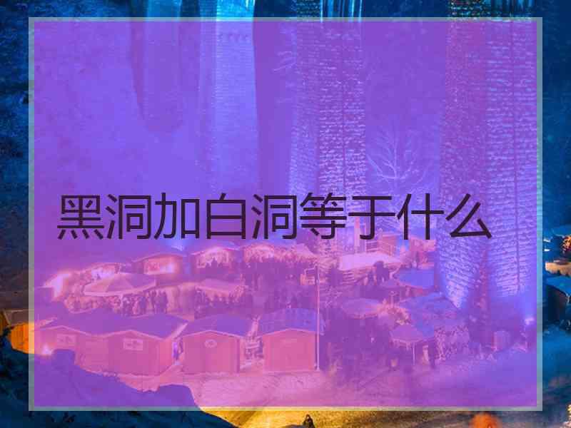 黑洞加白洞等于什么