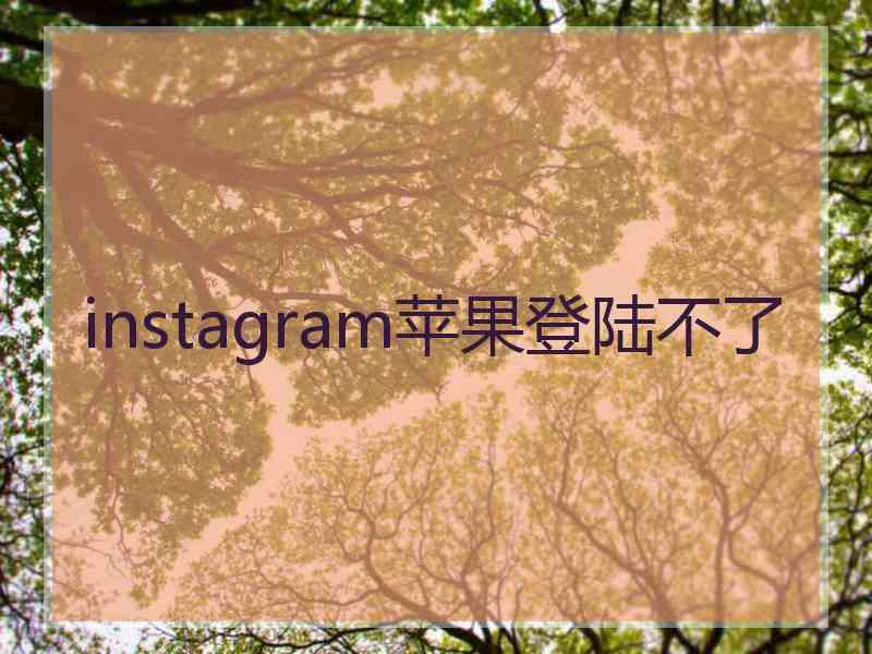 instagram苹果登陆不了