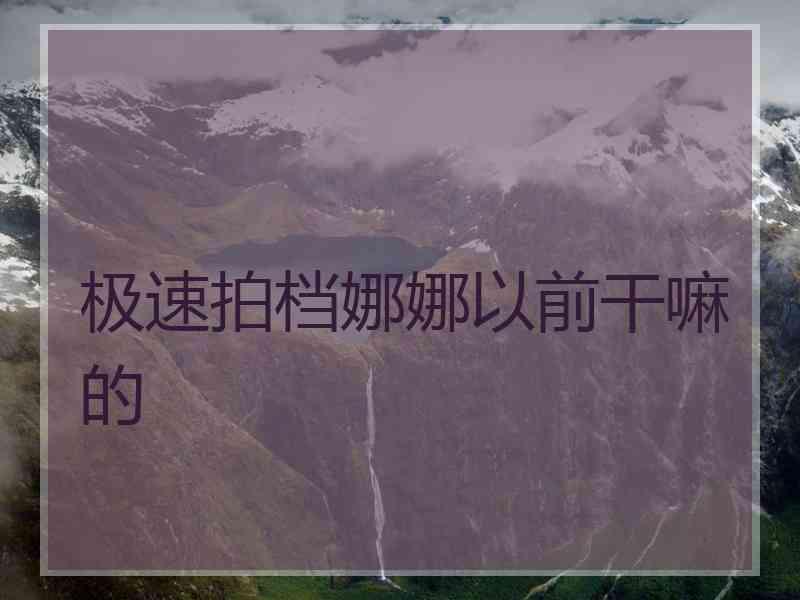 极速拍档娜娜以前干嘛的