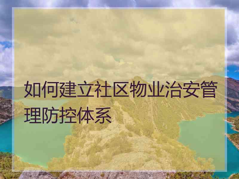 如何建立社区物业治安管理防控体系