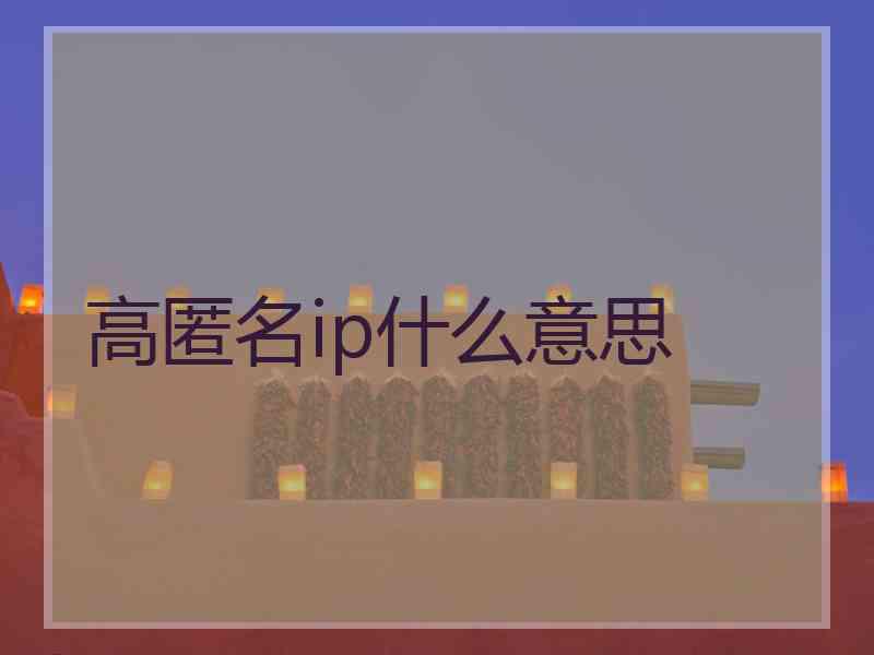 高匿名ip什么意思