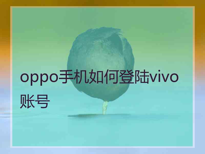 oppo手机如何登陆vivo账号