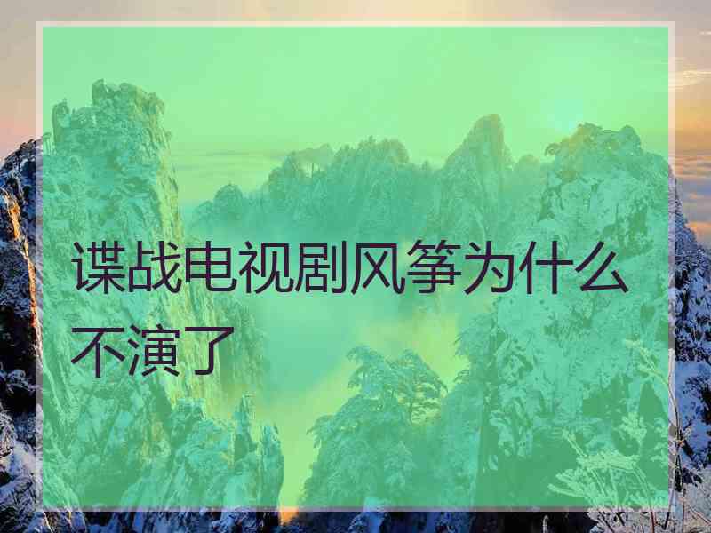 谍战电视剧风筝为什么不演了