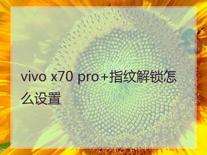 vivo x70 pro+指纹解锁怎么设置