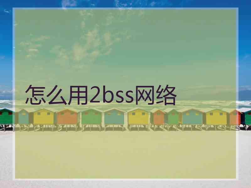 怎么用2bss网络