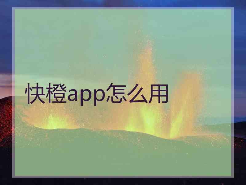 快橙app怎么用