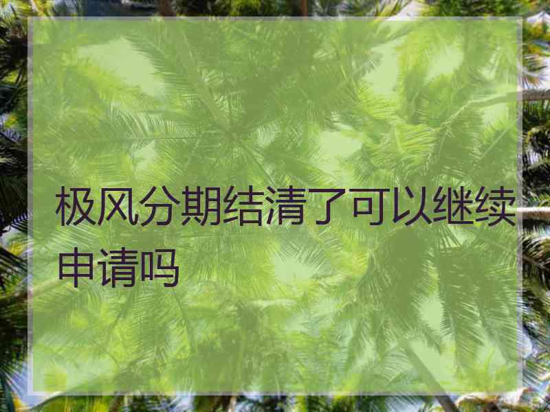 极风分期结清了可以继续申请吗