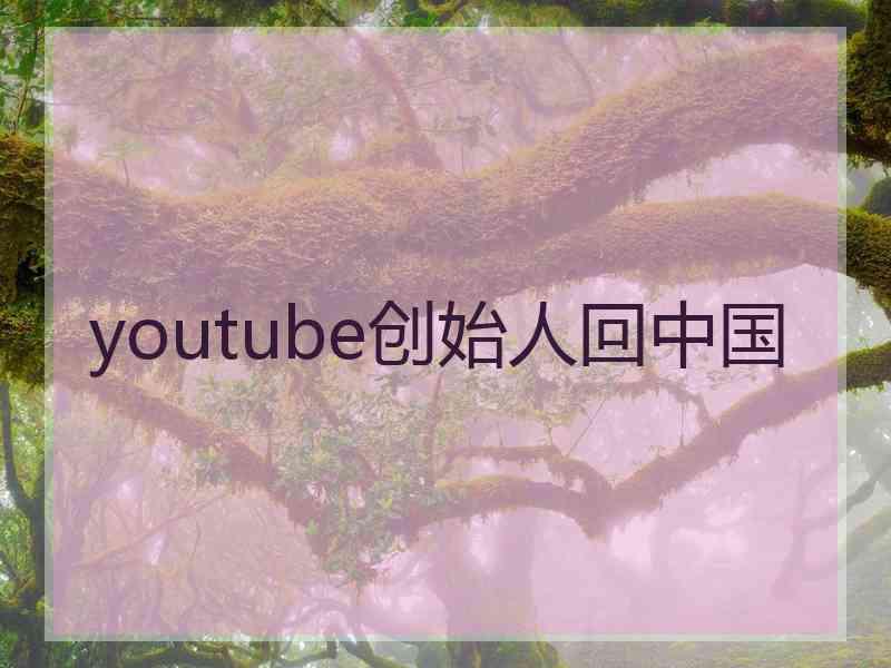 youtube创始人回中国