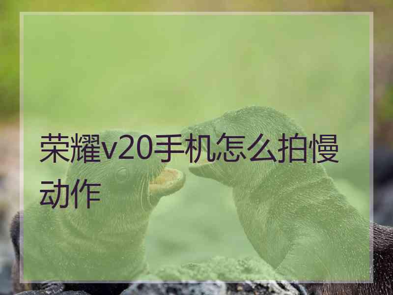 荣耀v20手机怎么拍慢动作