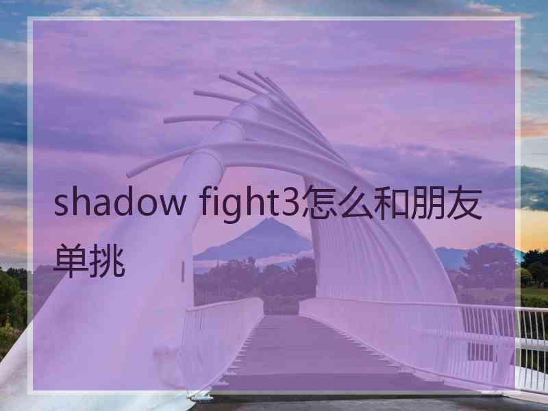 shadow fight3怎么和朋友单挑