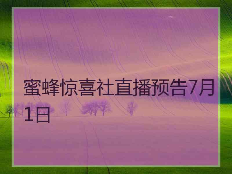 蜜蜂惊喜社直播预告7月1日