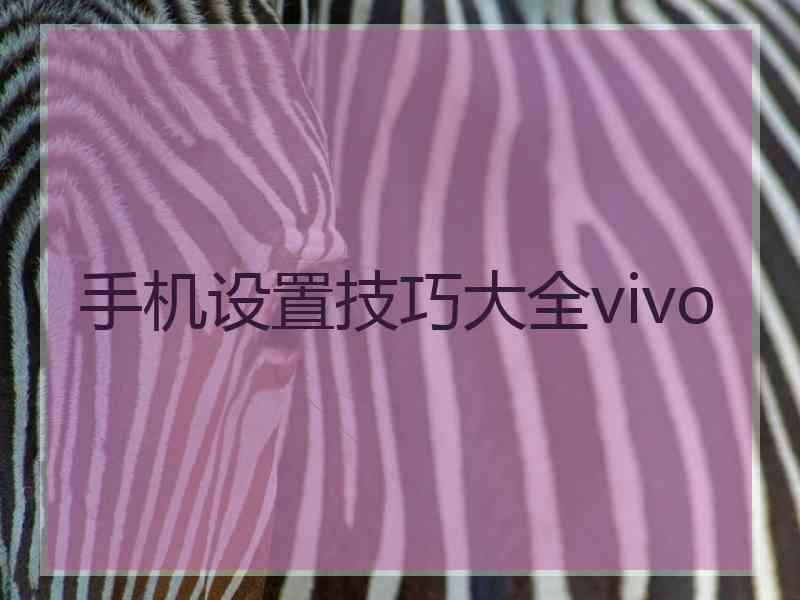 手机设置技巧大全vivo