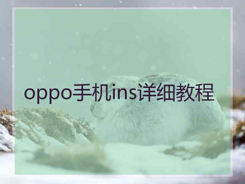 oppo手机ins详细教程