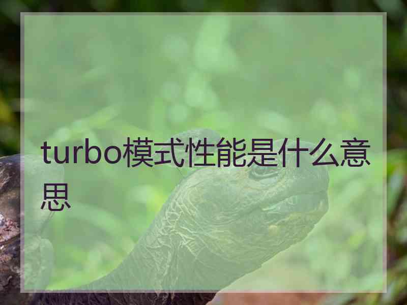 turbo模式性能是什么意思