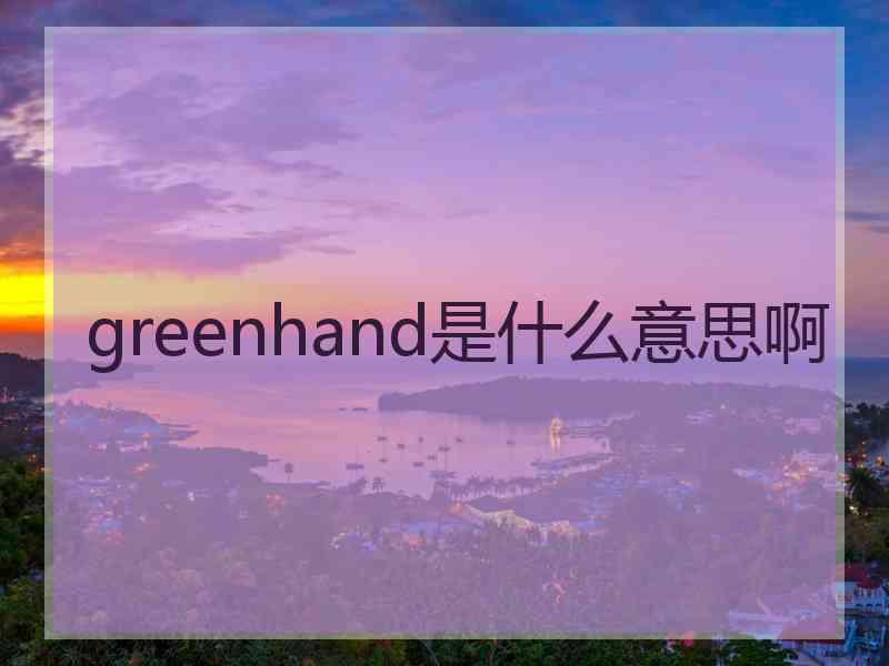 greenhand是什么意思啊