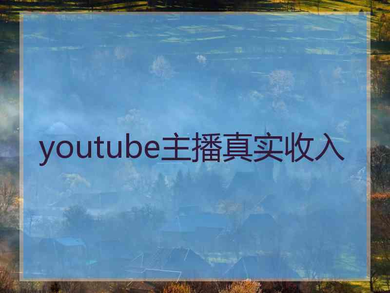 youtube主播真实收入