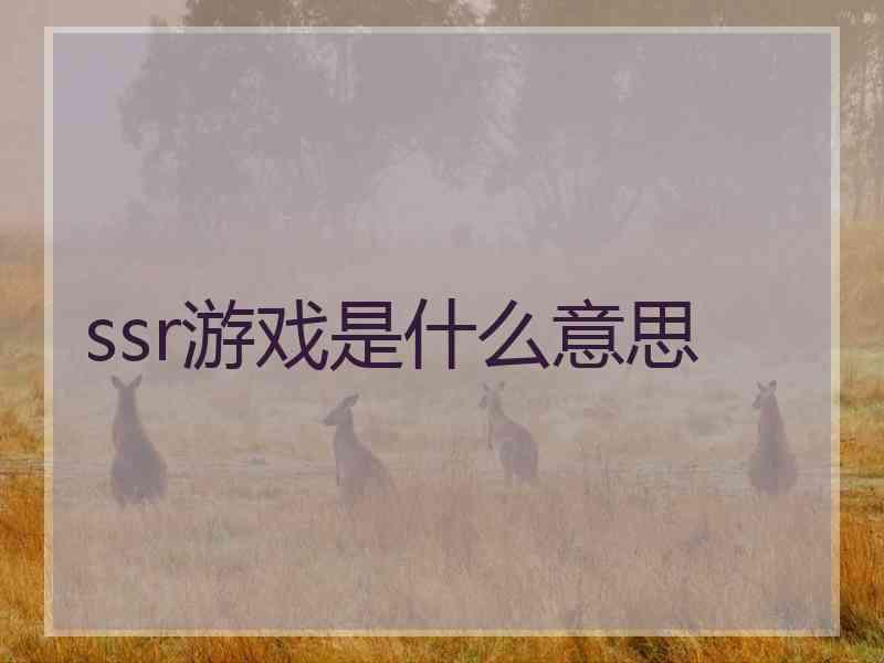 ssr游戏是什么意思