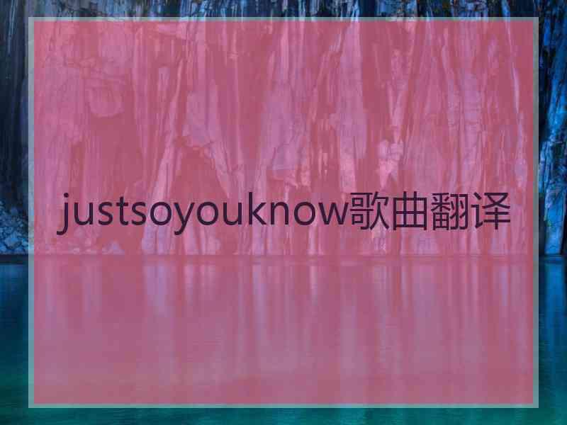 justsoyouknow歌曲翻译