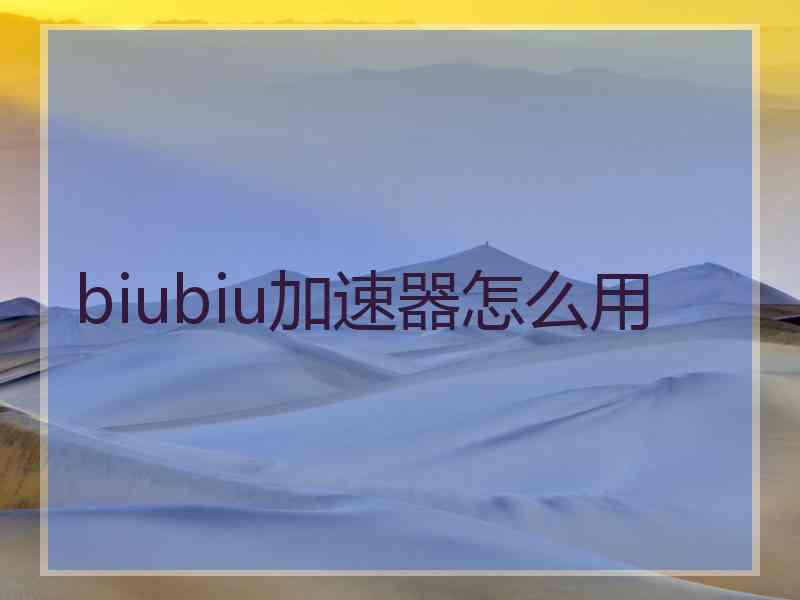 biubiu加速器怎么用