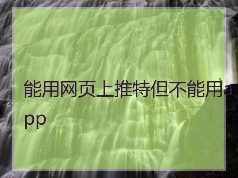 能用网页上推特但不能用app