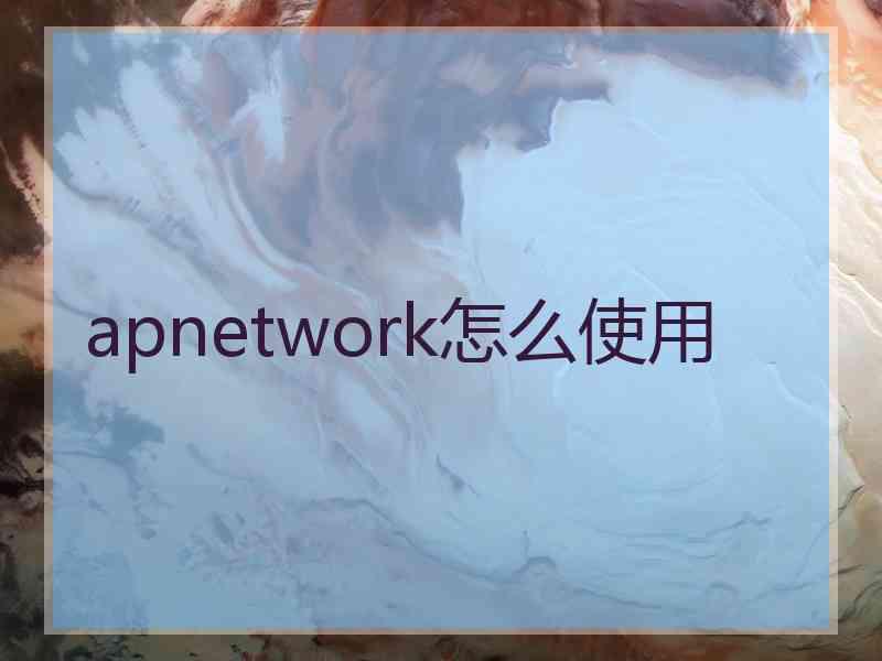 apnetwork怎么使用